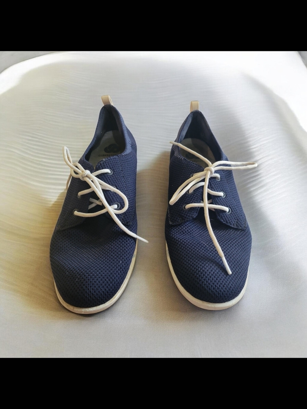 Clarks Navy Knit Lace-Up Casual Sneakers